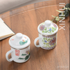 Tasse en émail à fleurs en porcelaine avec couvercle, tasse à thé, service à thé classique