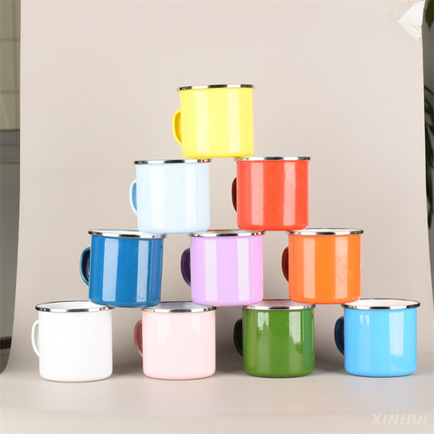 Ventes directes d'usine de tasses en émail colorées sur mesure