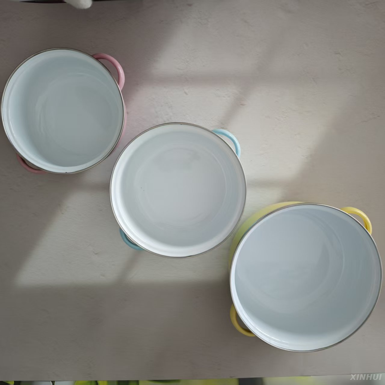 Ensemble de casseroles à soupe Pastel avec couvercle en verre, pot de cuisine en émail à Double bec