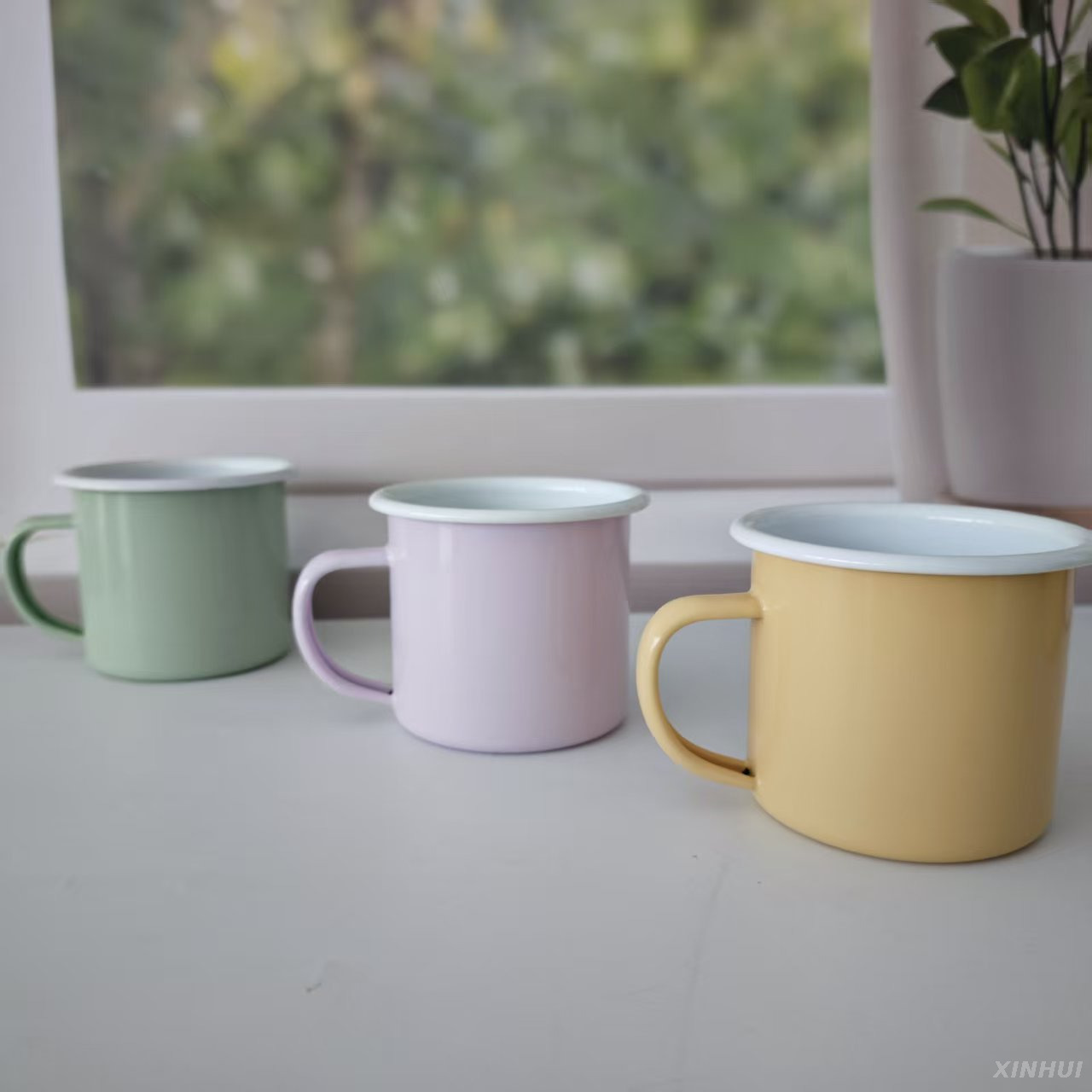 Tasse en émail pastel, cadeau minimaliste, digne du bureau à domicile