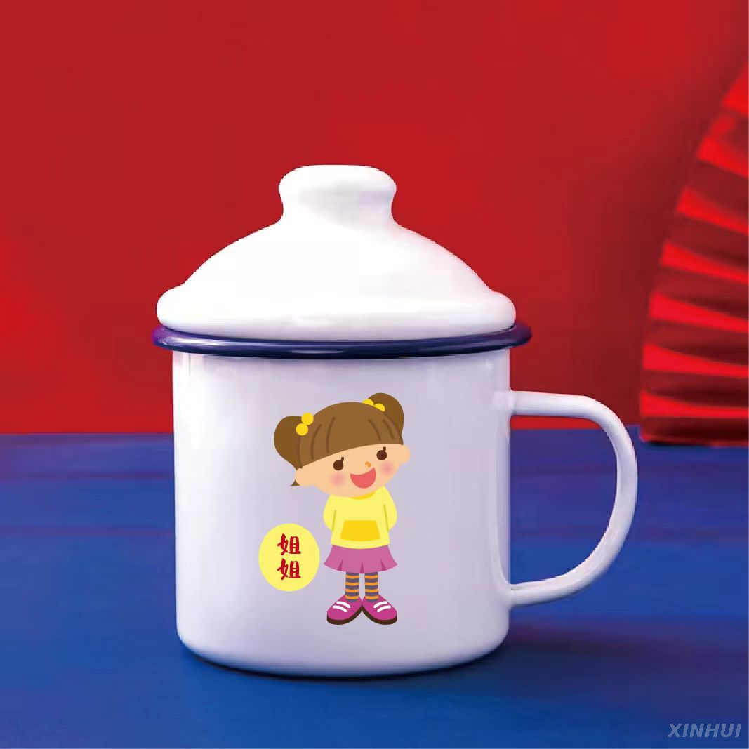 Tasse en émail épais, cadeau de famille, tasse à lait Parent-enfant