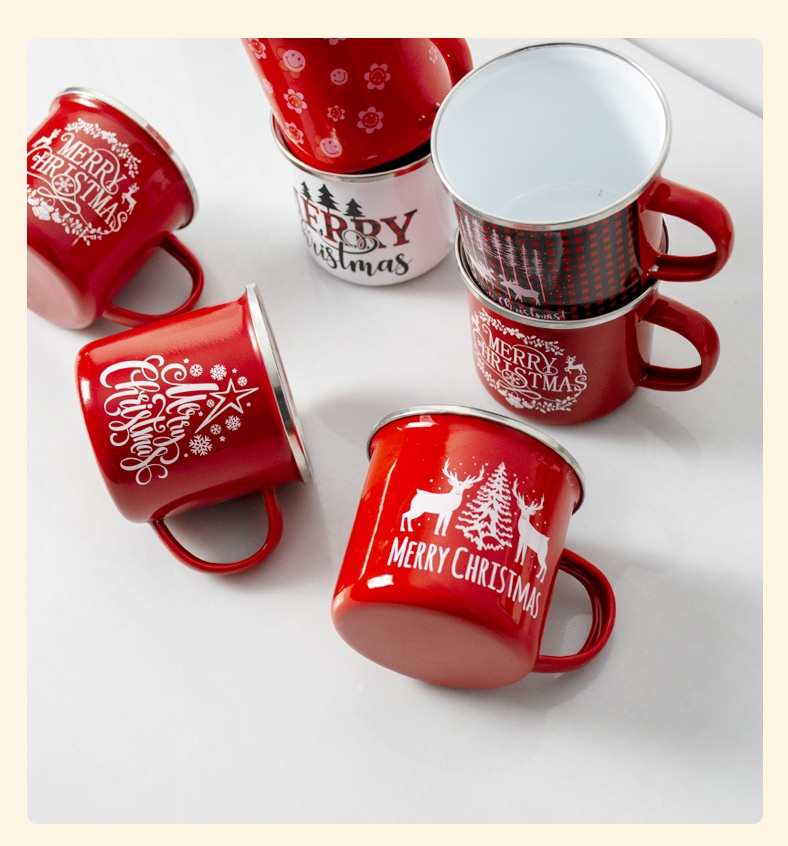 Tasse épaisse en émail Vintage, cadeau de noël