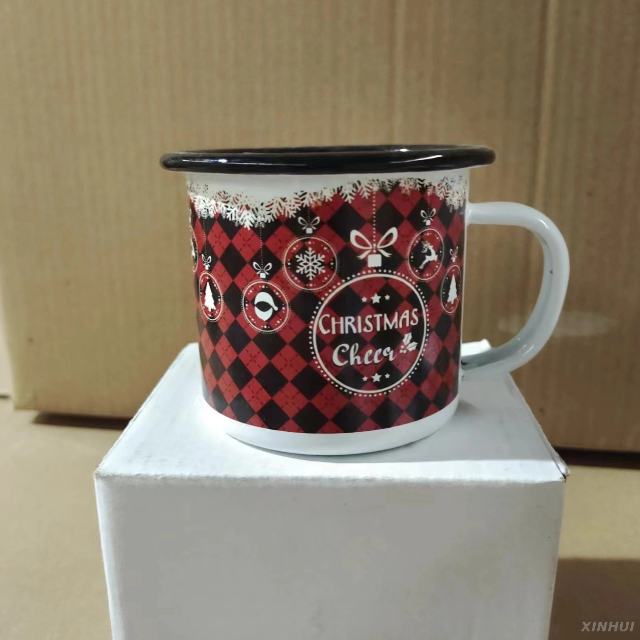 Tasse de Noël, boîte à bonbons, cadeau amusant, tasse en émail