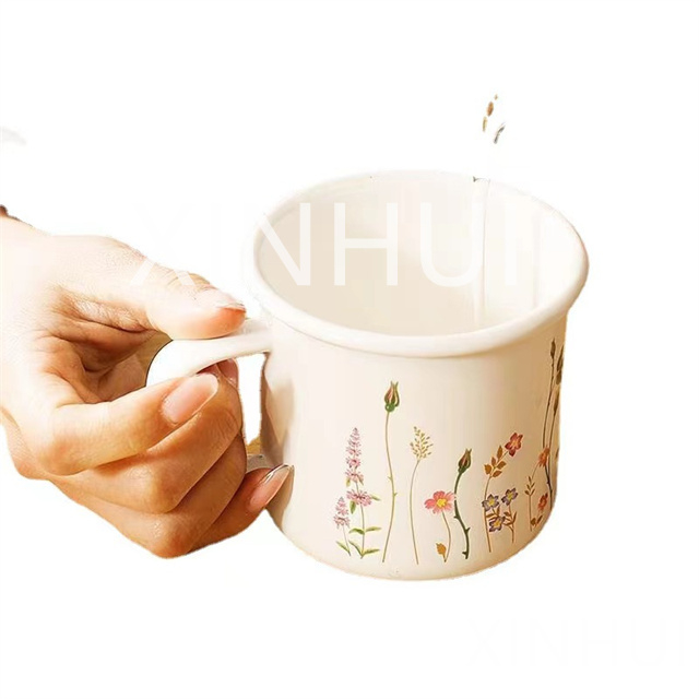 Tasse à café et lait à motif Floral épaissi, article adapté aux filles, cadeau