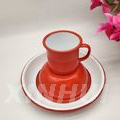 Ensemble de batterie de cuisine en trois pièces, tasse, bol, assiette en porcelaine de haute qualité
