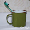 Tasses de bain de bouche en émail simples rétro, tasse à boire verte