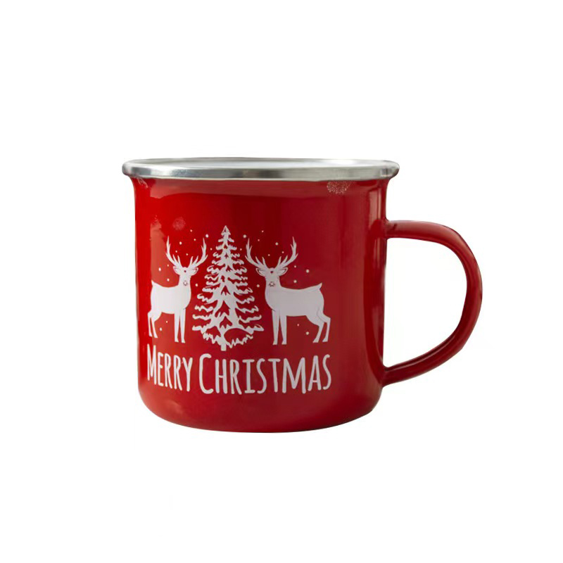 Tasse épaisse en émail Vintage, cadeau de noël