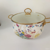 Pot à cuisson en émail avec couvercle, pot à soupe vintage pot à mijotage avec poignée pour la cuisine