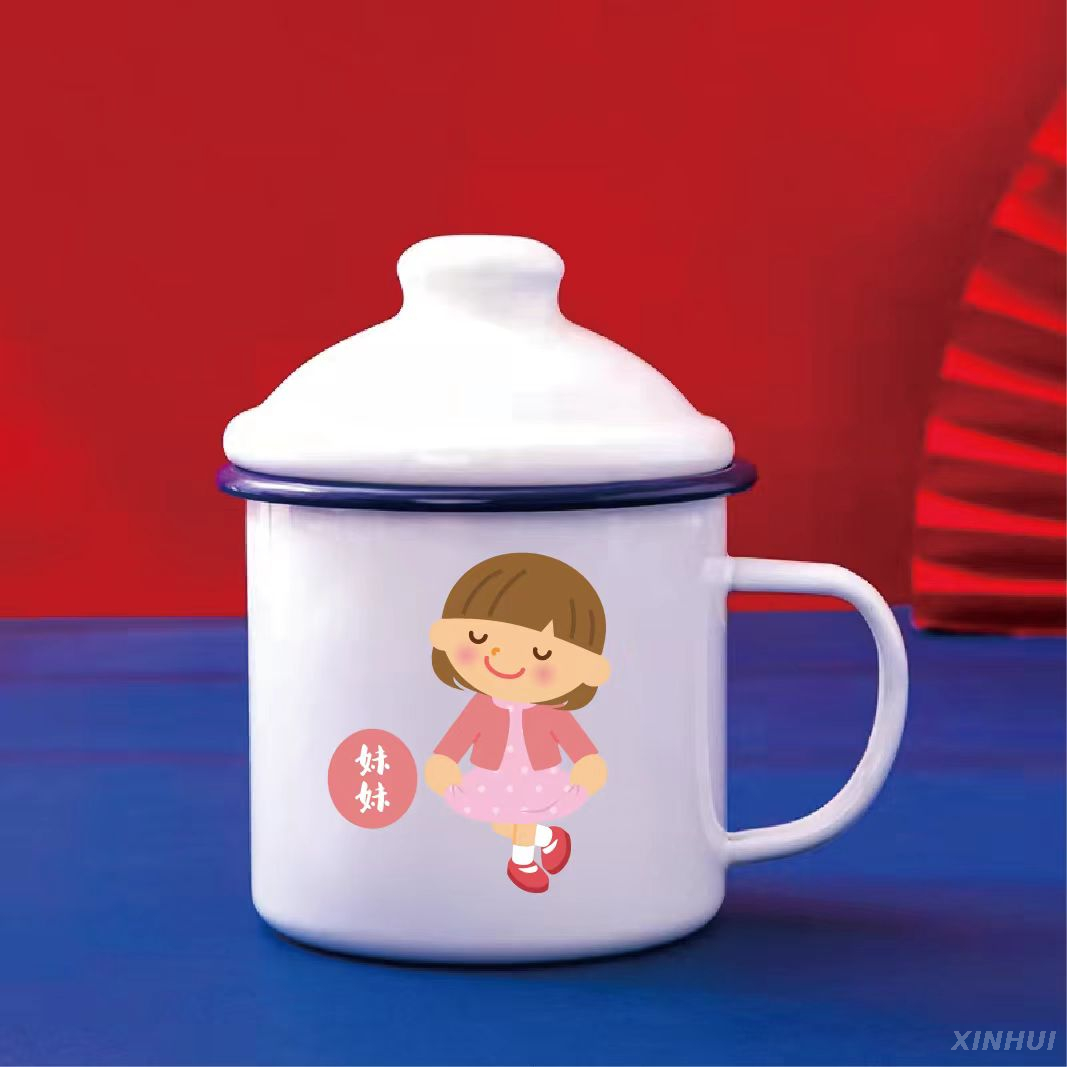 Tasse en émail épais, cadeau de famille, tasse à lait Parent-enfant