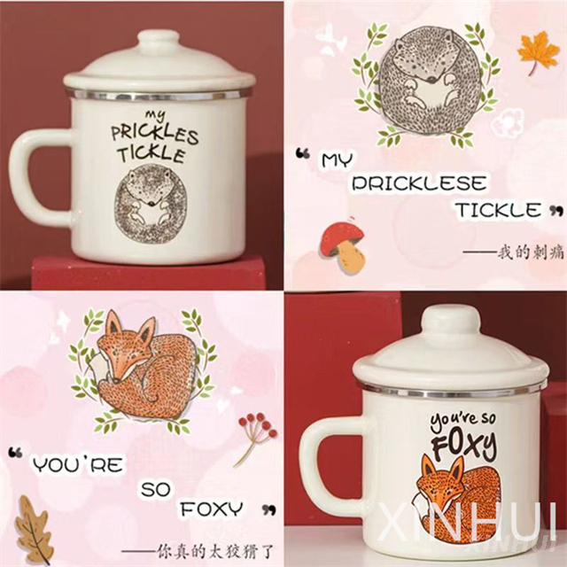 Tasses à thé rétro personnalisées en acier inoxydable Fox Hedgehog