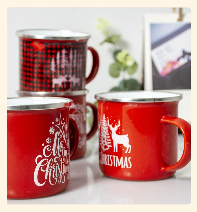 Tasse épaisse en émail Vintage, cadeau de noël