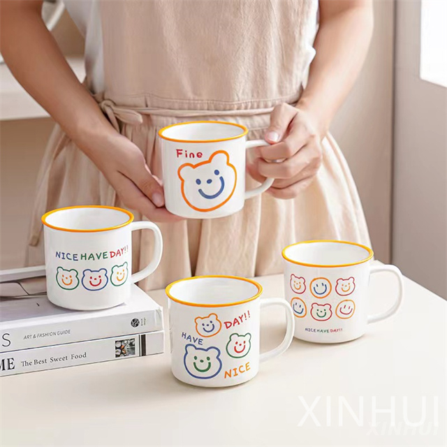 Tasse à lait en céramique, ours souriant mignon, tasse de haute qualité, cadeau pour enfants