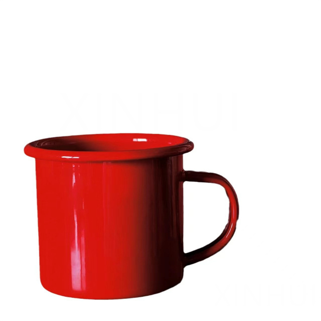 Tasse en céramique d'imitation rouge, tasse à lait épaissie, tasse à café en émail